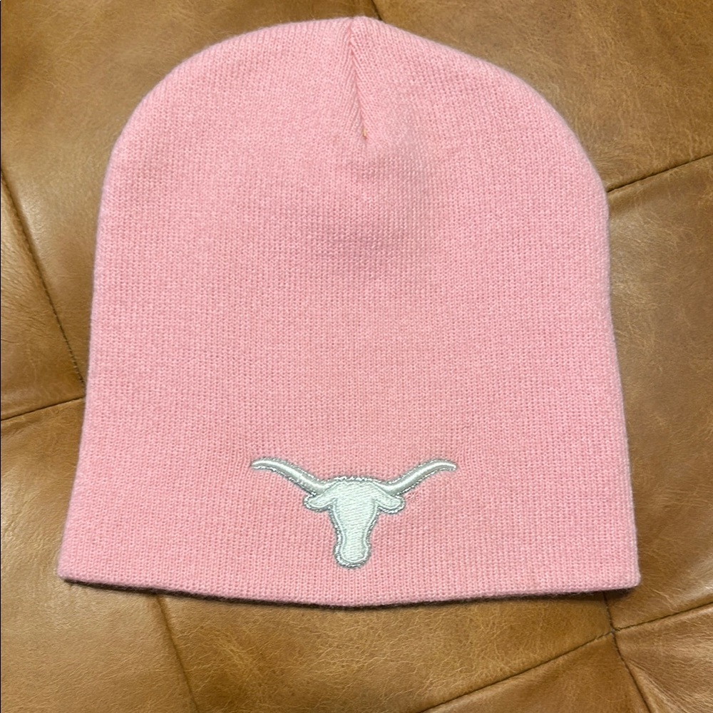 Pink Kids Beanie with Embroidered Logo